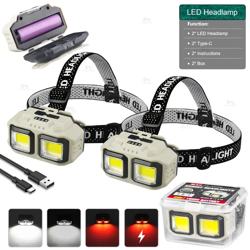 COB LED Headlamp Rechargeable  - Fishing Light ulasan dan harga
